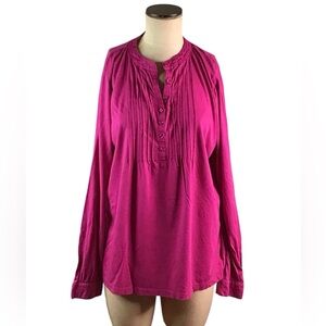 L.L. Bean Pink Pleated Front Top, XL, EUC